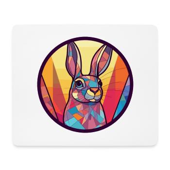 Lapin vitrail coloré dessin animé Kawaii Anima - Tapis de souris (format paysage) - blanc - Devant