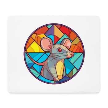 Ratten-Buntglas-Cartoon-Kawaii-Tier - Mousepad (Querformat) - Weiß - Vorne