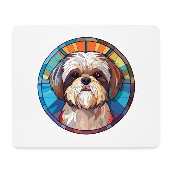 Shih Tzu Dog Stained Glass Colorful Cartoon Kawaii - Mouse Pad (horizontal) - white - Front