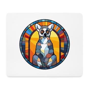 Lemur Stained Glass Colorful Cartoon Kawaii Animal - Mouse Pad (horizontal) - white - Front