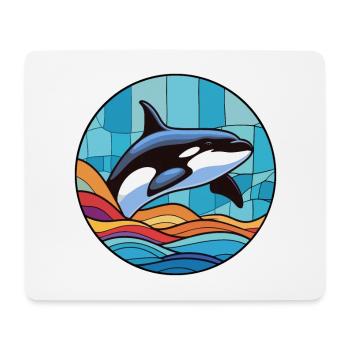 Orca Stained Glass Colorful Cartoon Kawaii Animal - Mouse Pad (horizontal) - white - Front