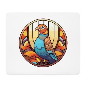 Perdrix vitrail coloré dessin animé Kawaii An - Tapis de souris (format paysage) - blanc - Devant