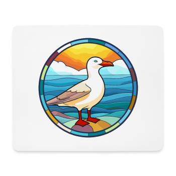 Seagull Stained Glass Colorful Cartoon Kawaii Anim - Mouse Pad (horizontal) - white - Front