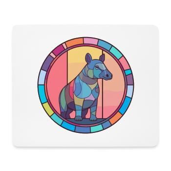 Tapir Stained Glass Colorful Cartoon Kawaii Animal - Mouse Pad (horizontal) - white - Front