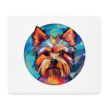 Yorkshire Terrier chien vitrail coloré Carto - Tapis de souris (format paysage) - blanc - Devant
