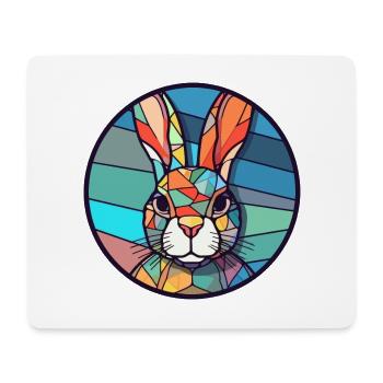 Hasen-Buntglas-Bunt-Cartoon-Kawaii-Tier - Mousepad (Querformat) - Weiß - Vorne
