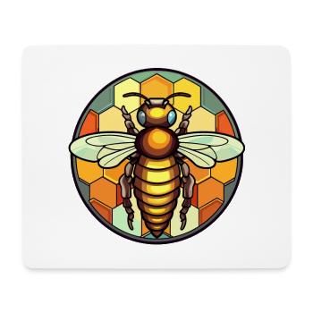 Bee Stained Glass Colorful Cartoon Kawaii Animal - Mouse Pad (horizontal) - white - Front