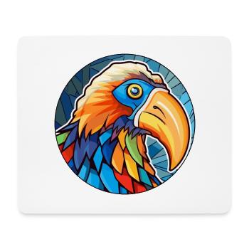 Oiseau vitrail coloré dessin animé Kawaii Animal - Tapis de souris (format paysage) - blanc - Devant