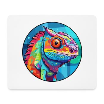Chameleon Stained Glass Colorful Cartoon Kawaii An - Mouse Pad (horizontal) - white - Front