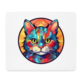 Chaton vitrail coloré dessin animé Kawaii Anima - Tapis de souris (format paysage) - blanc - Devant