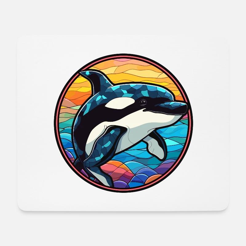 Orca Buntes Buntes Cartoon Kawaii Tier - Mousepad (Querformat) - Weiß