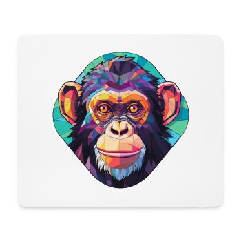 Chimpanzé vitrail coloré dessin animé Kawaii A - Tapis de souris (format paysage) - blanc - Devant