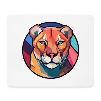 Cougar Buntglas Bunte Karikatur Kawaii Anima - Mousepad (Querformat) - Weiß - Vorne
