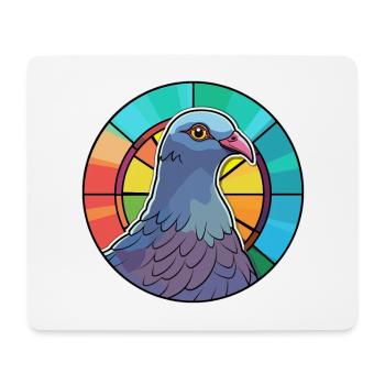 Pigeon vitrail coloré dessin animé Kawaii Anima - Tapis de souris (format paysage) - blanc - Devant