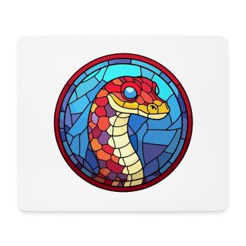 Snake Stained Glass Colorful Cartoon Kawaii Animal - Mouse Pad (horizontal) - white - Front