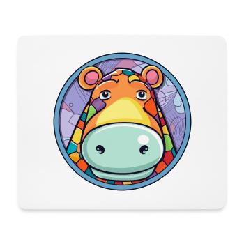 Nilpferd Bunte Karikatur Kawaii Tier - Mousepad (Querformat) - Weiß - Vorne