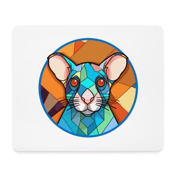 Ratten-Buntglas-Cartoon-Kawaii-Tier - Mousepad (Querformat) - Weiß - Vorne