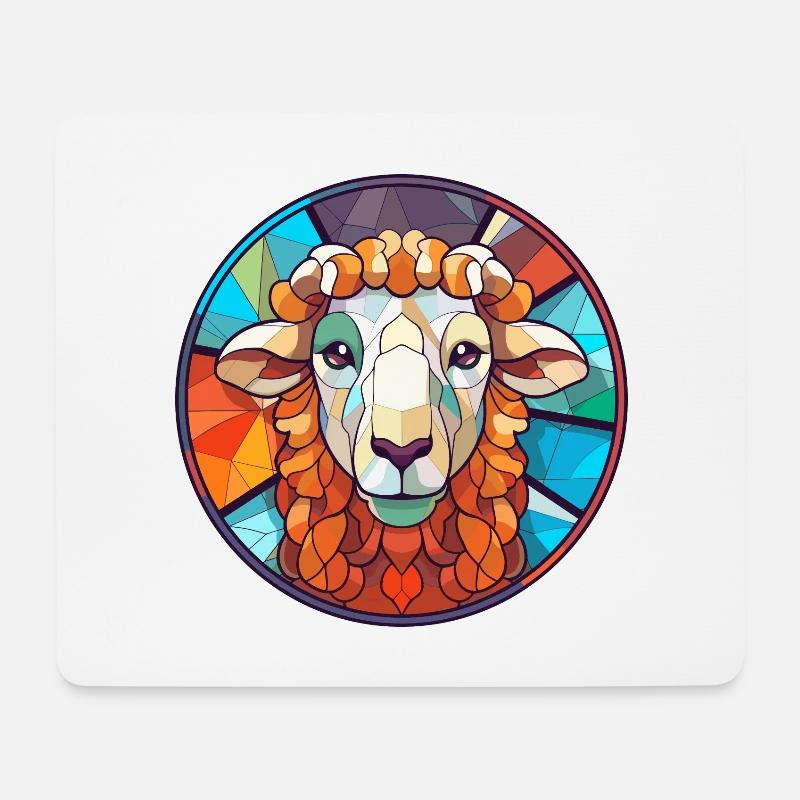 Schaf Buntes Glas Bunte Karikatur Kawaii Tier - Mousepad (Querformat) - Weiß
