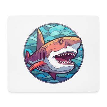 Hai Buntes Glas Buntes Cartoon Kawaii Tier - Mousepad (Querformat) - Weiß - Vorne