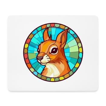 Écureuil vitrail coloré dessin animé Kawaii Ani - Tapis de souris (format paysage) - blanc - Devant