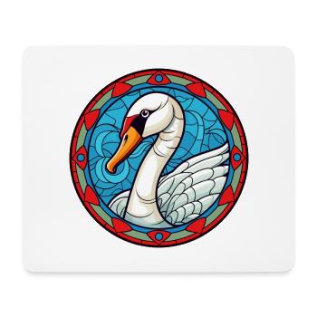 Schwanen-Buntglas-Cartoon-Kawaii-Tier - Mousepad (Querformat) - Weiß - Vorne