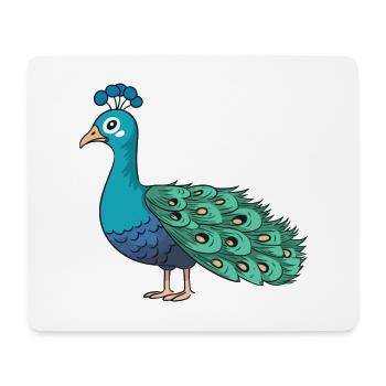 Pfau Niedlich Glücklich Kawaii Cartoon Clipart Tier - Mousepad (Querformat) - Weiß - Vorne