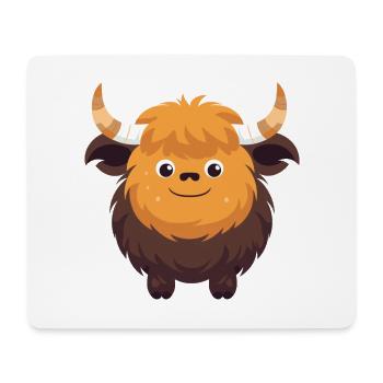 Yak Mignon Heureux Kawaii Cartoon Clipart Animal - Tapis de souris (format paysage) - blanc - Devant