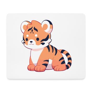 Tiger Cute Happy Kawaii Cartoon Clipart Animal - Mouse Pad (horizontal) - white - Front