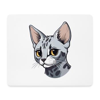 Egyptian Mau Cat Cute Happy Kawaii Cartoon Clipart - Mouse Pad (horizontal) - white - Front