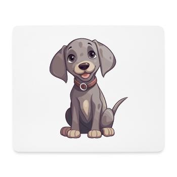 Weimaraner Hund Niedlich Glücklich Kawaii Cartoon Clipart A - Mousepad (Querformat) - Weiß - Vorne