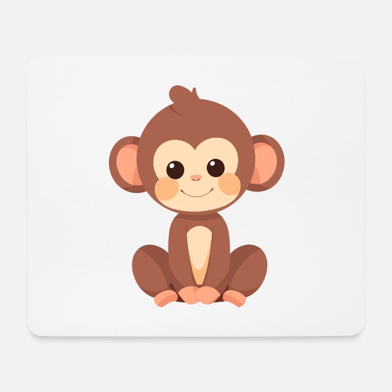 Affe niedlich glücklich kawaii cartoon clipart tier - Mousepad (Querformat) - Weiß