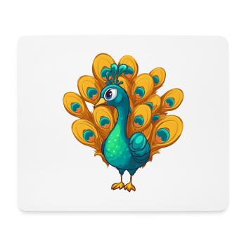 Pfau Niedlich Glücklich Kawaii Cartoon Clipart Tier - Mousepad (Querformat) - Weiß - Vorne