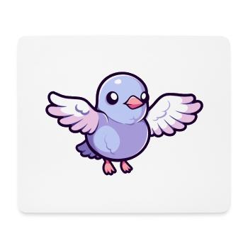 Pigeon Mignon Heureux Kawaii Cartoon Clipart Animal - Tapis de souris (format paysage) - blanc - Devant