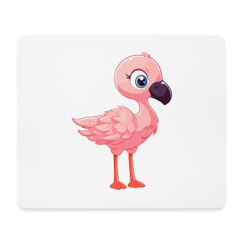Flamant rose mignon heureux Kawaii dessin animé Clipart Animal - Tapis de souris (format paysage) - blanc - Devant