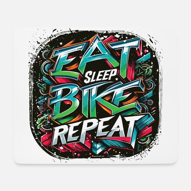 Eat Sleep Bike Repeat Radsport Lebenszyklus - Mousepad (Querformat) - Weiß