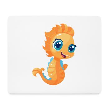 Seepferdchen süßes glückliches Kawaii Cartoon Clipart Tier - Mousepad (Querformat) - Weiß - Vorne