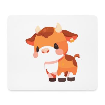 Vache Mignon Heureux Kawaii Dessin Animé Clipart Animal - Tapis de souris (format paysage) - blanc - Devant