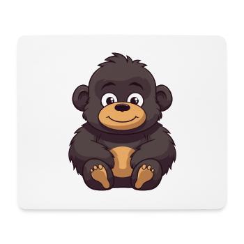 Gorilla Cute Happy Kawaii Cartoon Clipart Animal - Mouse Pad (horizontal) - white - Front