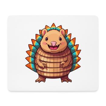 Armadillo Cute Happy Kawaii Cartoon Clipart Animal - Mouse Pad (horizontal) - white - Front