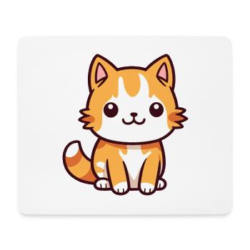 Katze niedlich glücklich kawaii cartoon clipart tier - Mousepad (Querformat) - Weiß - Vorne