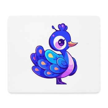 Pfau Niedlich Glücklich Kawaii Cartoon Clipart Tier - Mousepad (Querformat) - Weiß - Vorne