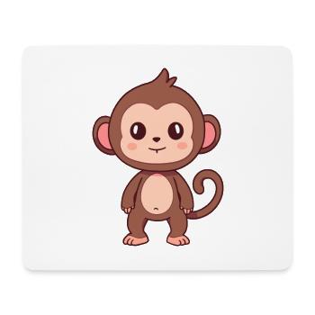 Babouin Mignon Heureux Kawaii Cartoon Clipart Animal - Tapis de souris (format paysage) - blanc - Devant