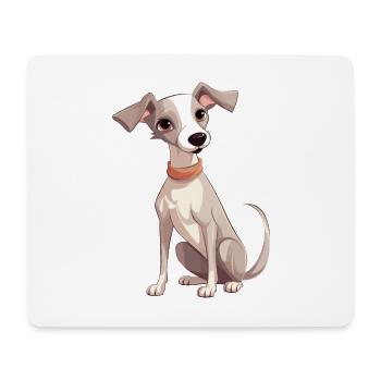 whippet hund niedlich glücklich kawaii cartoon clipart anim - Mousepad (Querformat) - Weiß - Vorne