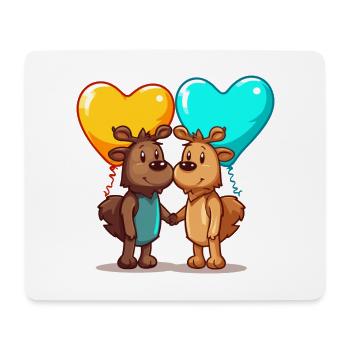 Mooses Kawaii Cartoon Pet Playing With Balloons - Mouse Pad (horizontal) - white - Front