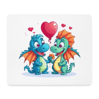 Dragons Kawaii Cartoon Pet Playing With Balloons - Mouse Pad (horizontal) - white - Front
