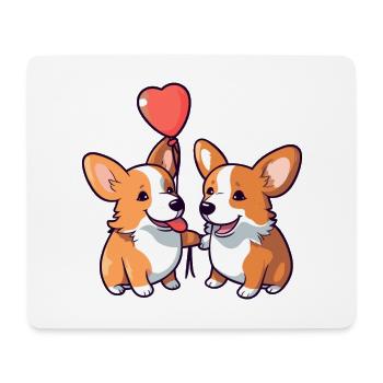 Corgi Dogs Kawaii Cartoon Pet Jouant Avec Ballon - Tapis de souris (format paysage) - blanc - Devant