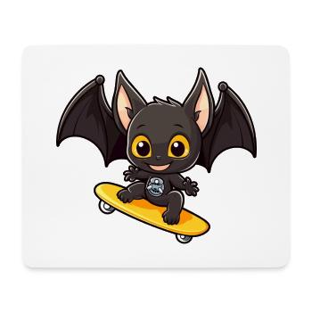 Lustige Fledermaus Kawaii Cartoon Haustier spielt Skateboard - Mousepad (Querformat) - Weiß - Vorne