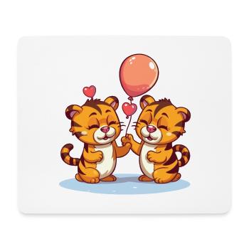 Tigers Kawaii Cartoon Pet Playing With Balloons - Mouse Pad (horizontal) - white - Front