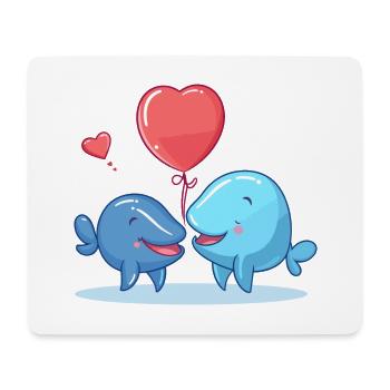 Whales Kawaii Cartoon Pet Playing With Balloons - Mouse Pad (horizontal) - white - Front