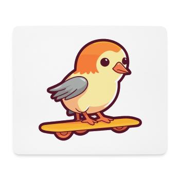Lustiger Kuckuck Kawaii Cartoon Haustier spielt Skateboard - Mousepad (Querformat) - Weiß - Vorne